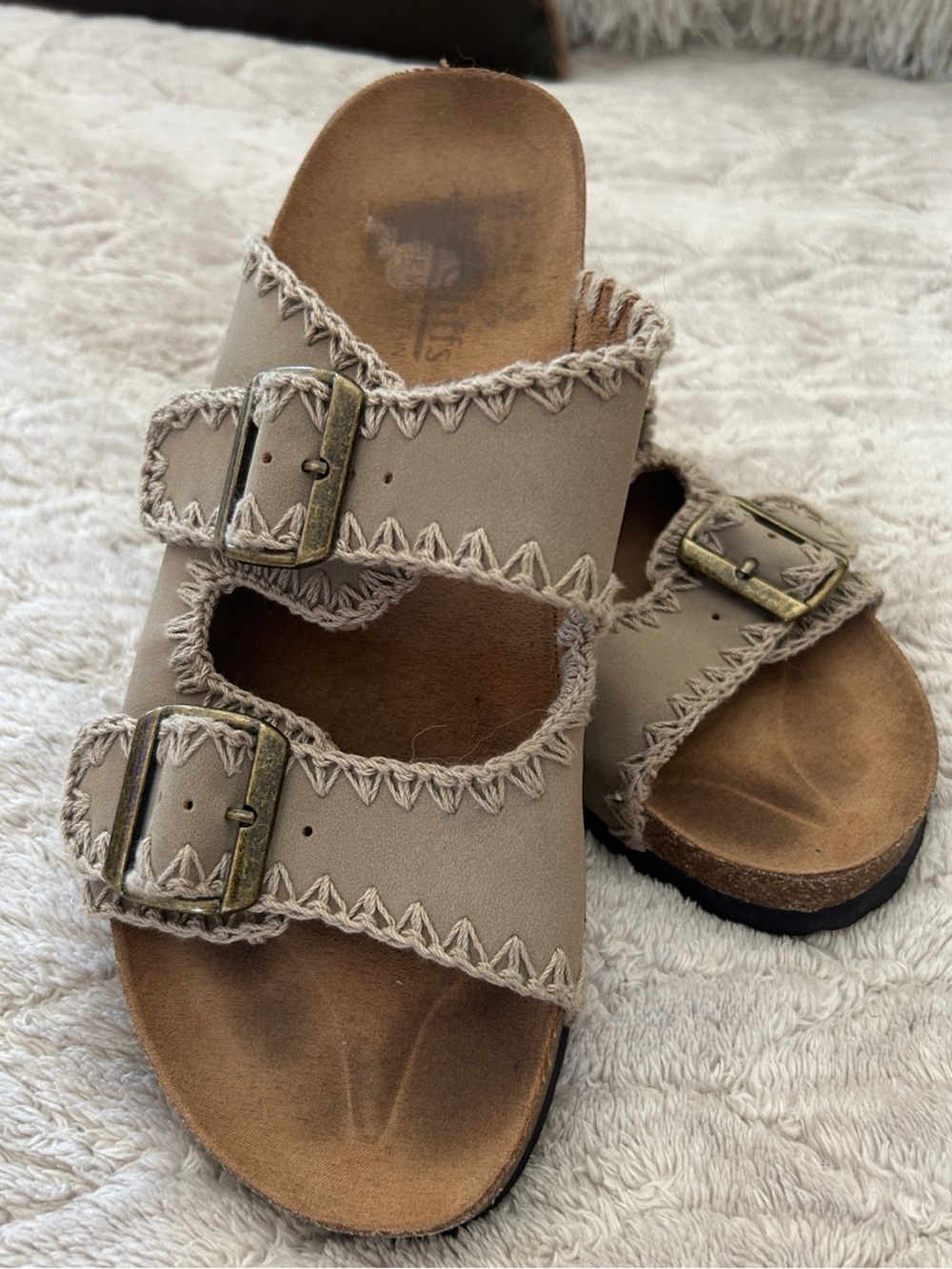 Cliffs by WHITE MOUNTAIN Taupe Double Buckle Slide Sandals